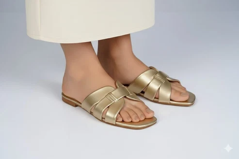 Jorja Golden flat slippers