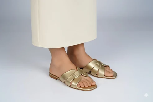 Jorja Golden flat slippers