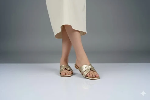 Jorja Golden flat slippers
