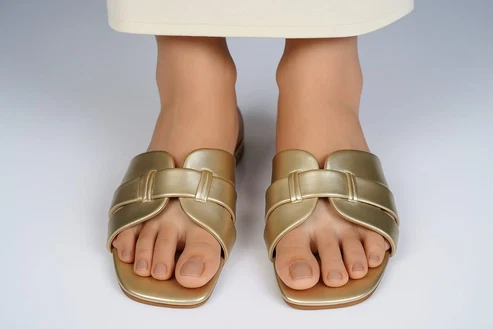Jorja Golden flat slippers